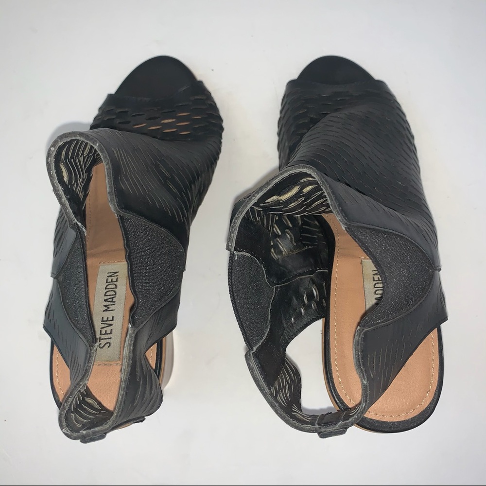 Steve Madden Black Nancii Open Bootie Sz 7 - image 5